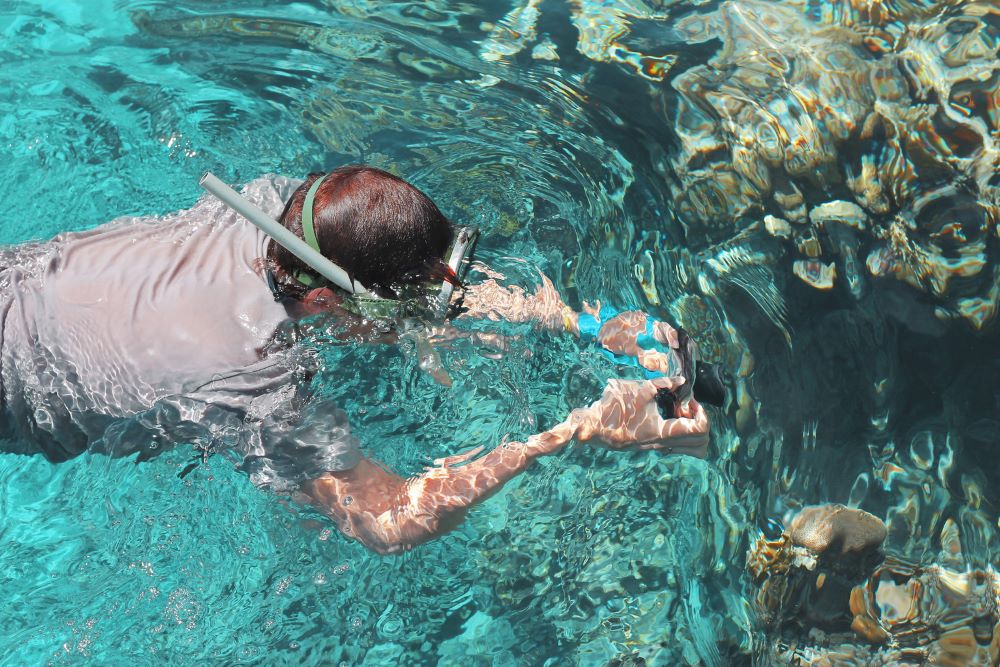 A person snorkelling at  Busselton Beaches